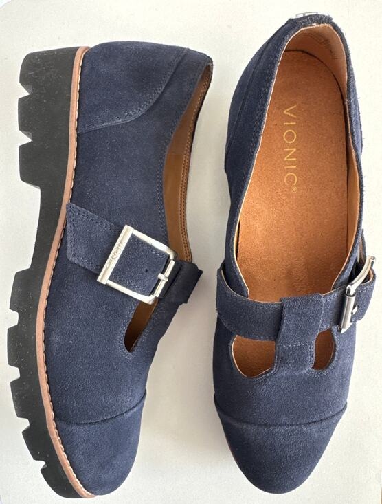 Vionic Shoes - Vionic Cameron Navy Suede Mary Jane Loafers 2024 Size 9